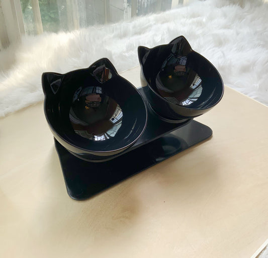 Cat Double Bowl Cat Food Bowl Protects Cervical Vertebra - Feeling My Adventure