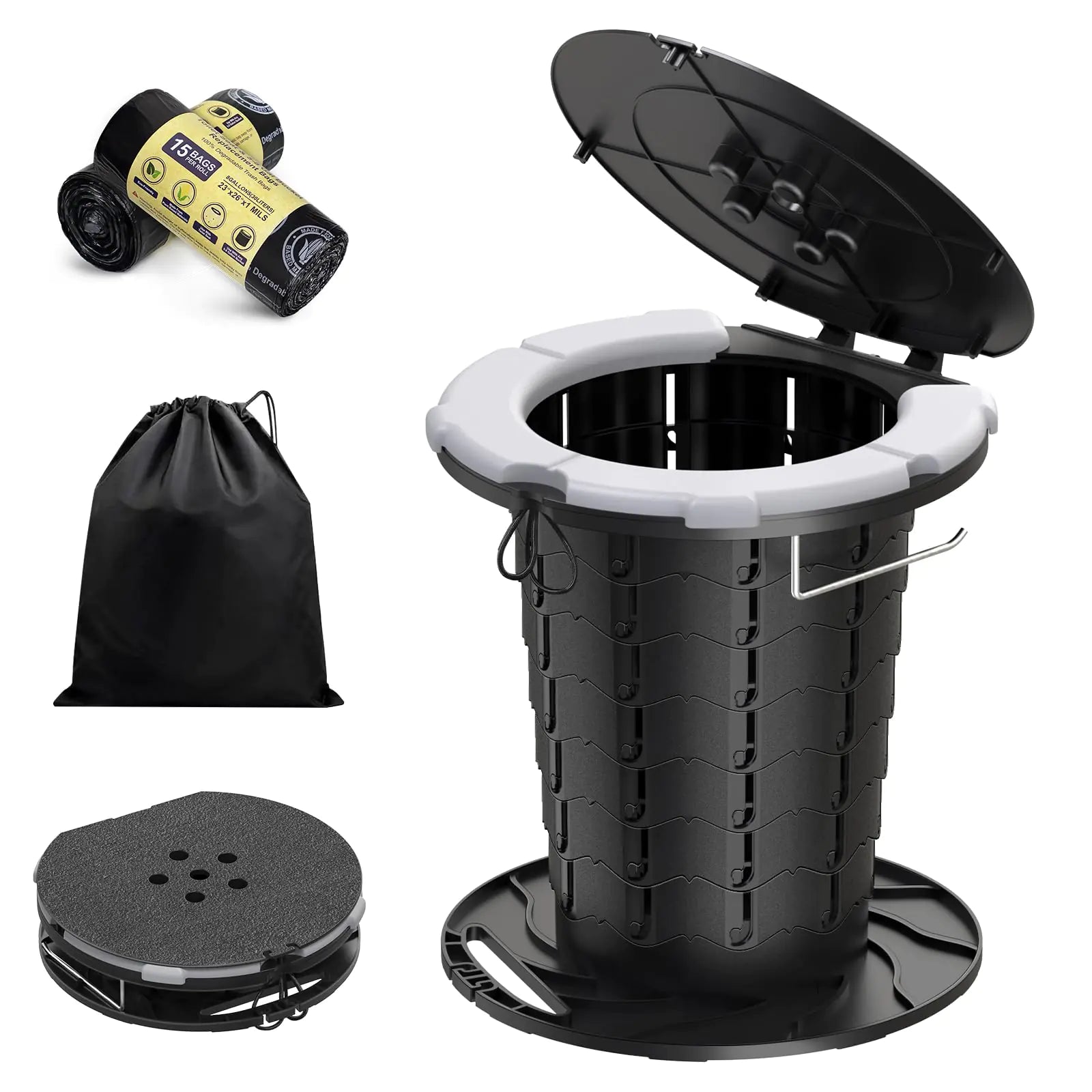 CKE Deluxe Portable Camping Toilet with Soft Cushion and Adjustable Height - Feeling My Adventure