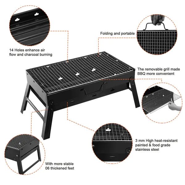 Portable Folding BBQ Charcoal Grill for Camping, Picnics & Travel - Feeling My Adventure