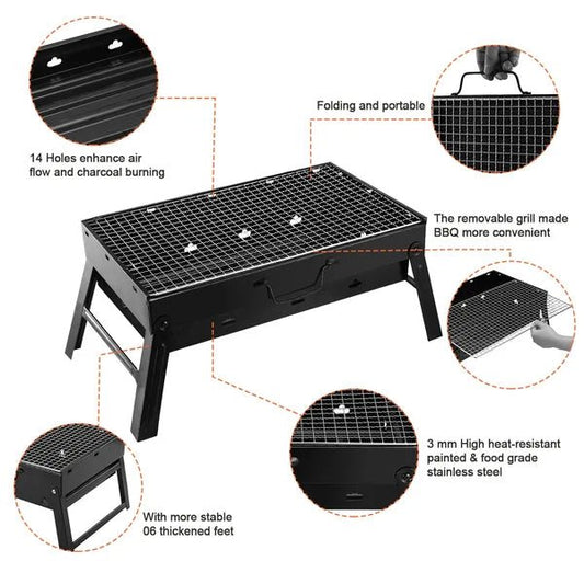 Portable Folding BBQ Charcoal Grill for Camping, Picnics & Travel - Feeling My Adventure