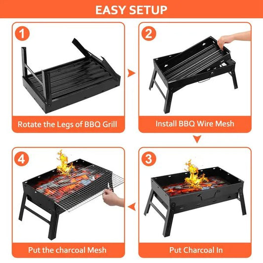 Portable Folding BBQ Charcoal Grill for Camping, Picnics & Travel - Feeling My Adventure