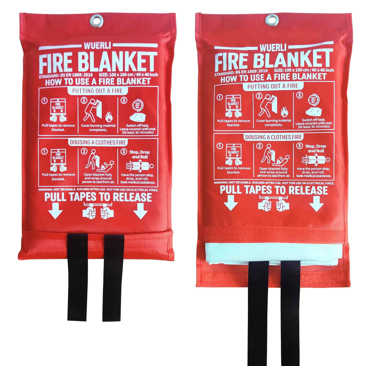 FLEXGUARD Kitchen Fire Blanket, 40"x40", 2 Pack Feeling My Adventure