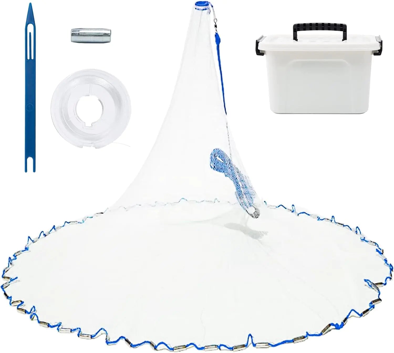 Handmade American Cast Net BalanZze Fishing Net with Zinc Sinker Weights (9ft Radius) - Feeling My Adventure