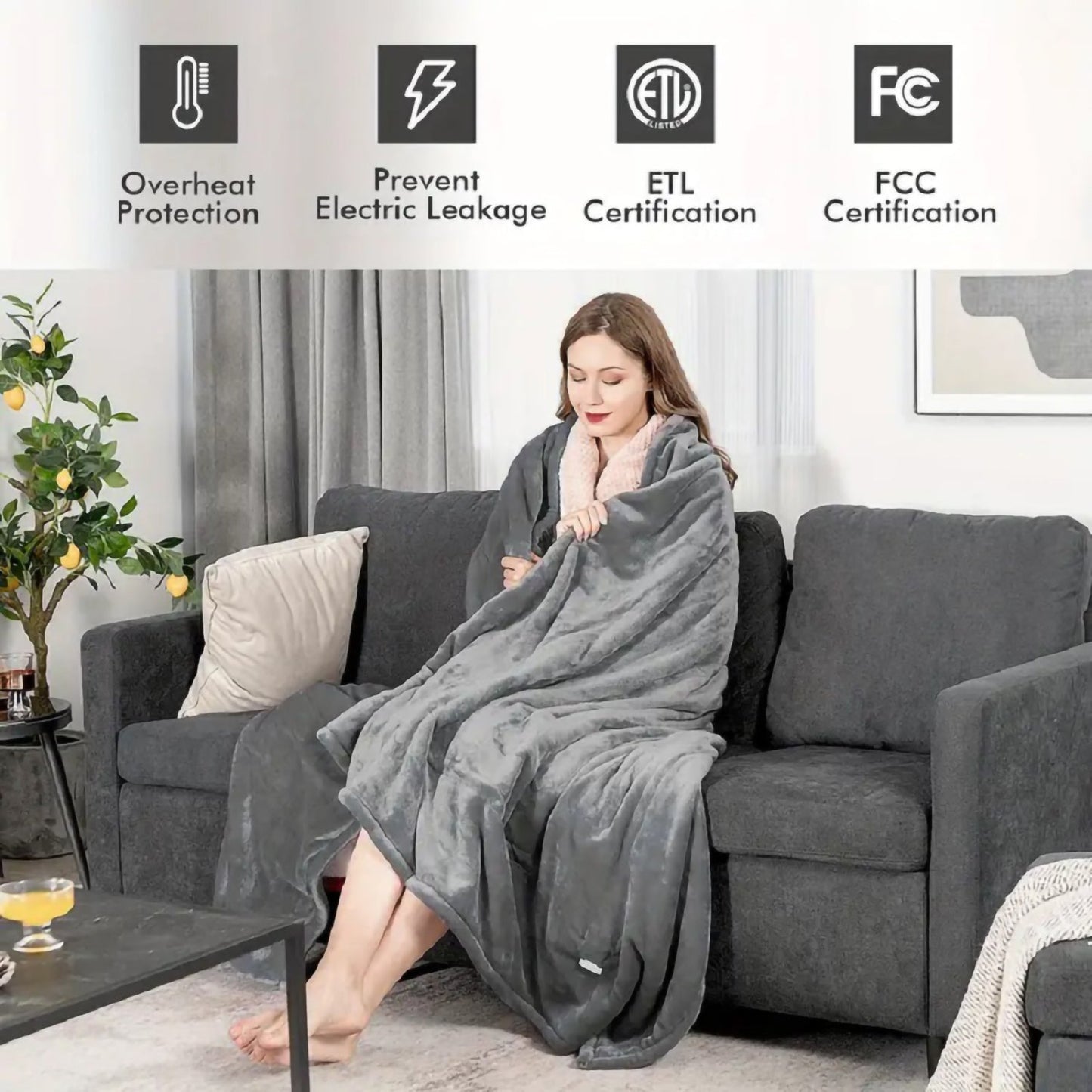 Heated Queen Size Blanket - Dual Zone Control, 10 Heat Settings, Auto Shut Off, Washable Flannel - Feeling My Adventure