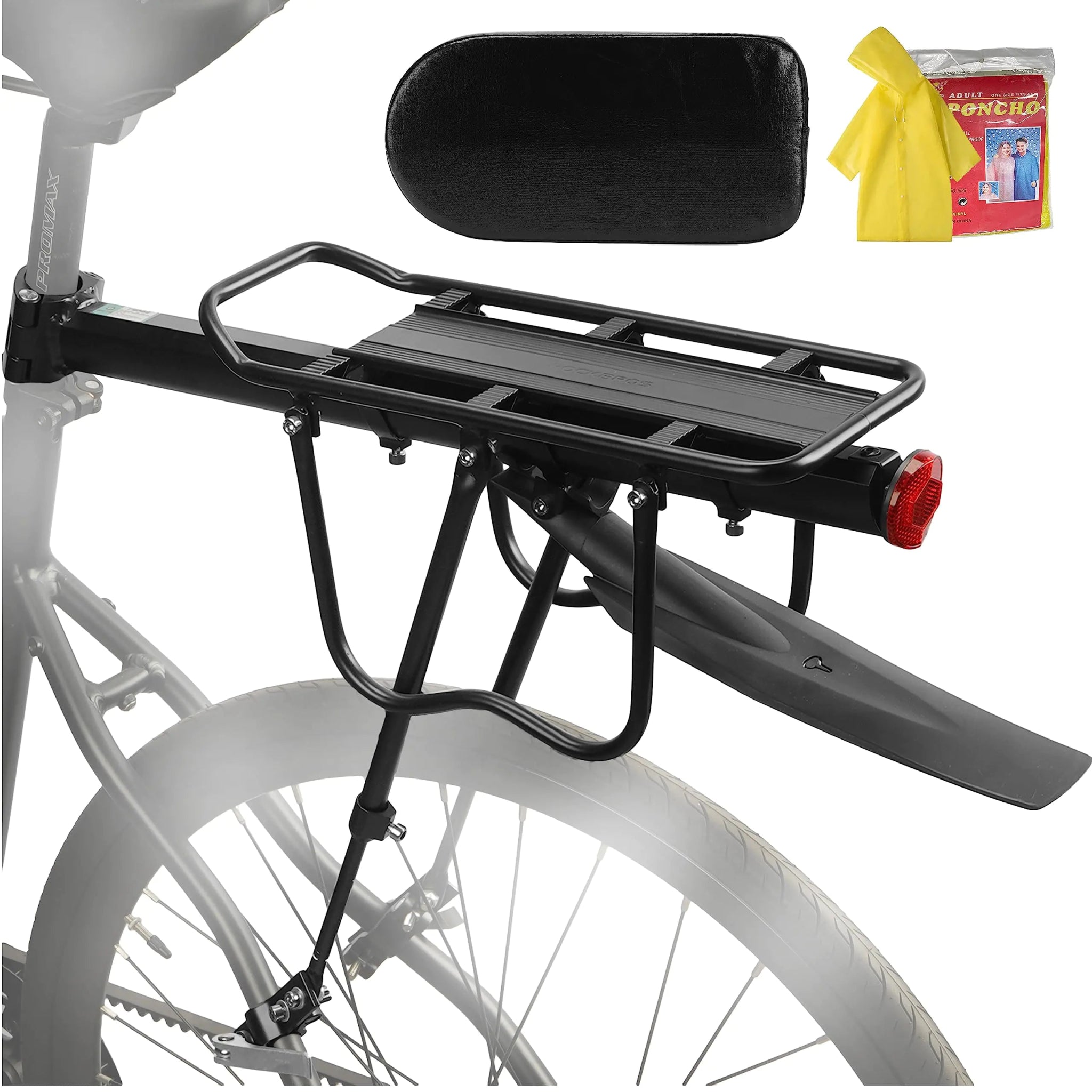 Aluminum Alloy Rear Bike Rack with Seat Cushion & Fender - Feeling My Adventure