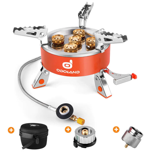 Odoland 9000W Portable Camping Stove Lightweight Camp Stove Collapsible Backpacking Stove with EVA Box for Outdoor Camping Cooking Hiking and Picnic Feeling My Adventure