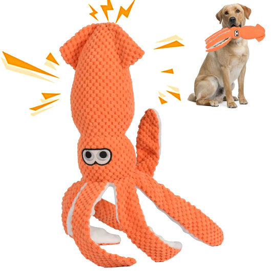 Squeaky Orange Squid Dog Toy Feeling My Adventure