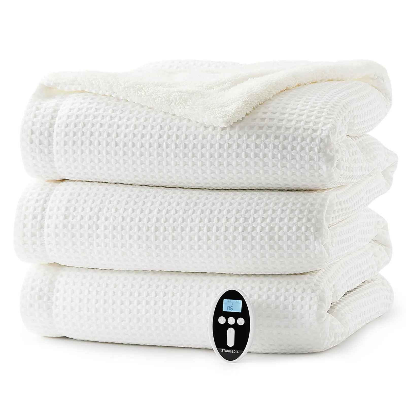 Waffle Weave Heated Blanket Queen with LCD Remote Feeling My Adventure