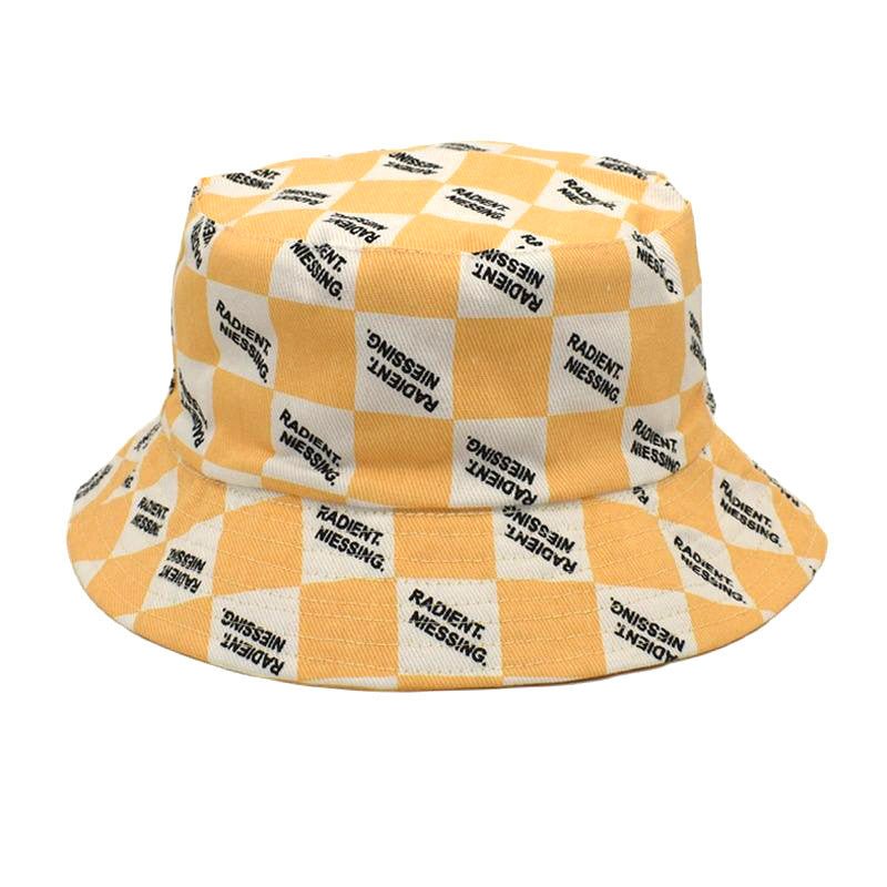 Letter Plaid Bucket Hat Women's Fashion Double-sided Wear Bucket Hat - Feeling My Adventure