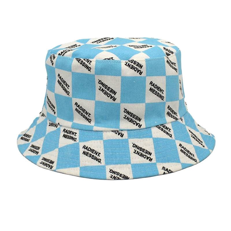 Letter Plaid Bucket Hat Women's Fashion Double-sided Wear Bucket Hat - Feeling My Adventure