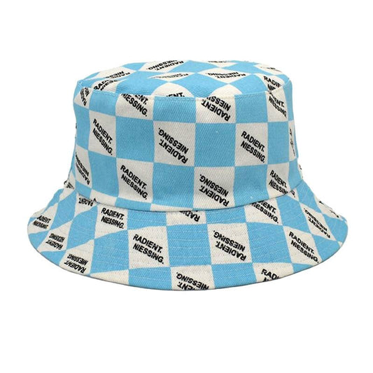 Letter Plaid Bucket Hat Women's Fashion Double-sided Wear Bucket Hat - Feeling My Adventure