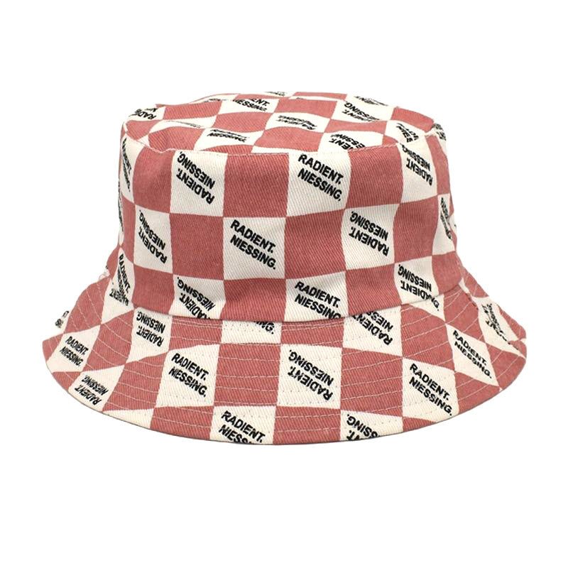 Letter Plaid Bucket Hat Women's Fashion Double-sided Wear Bucket Hat - Feeling My Adventure