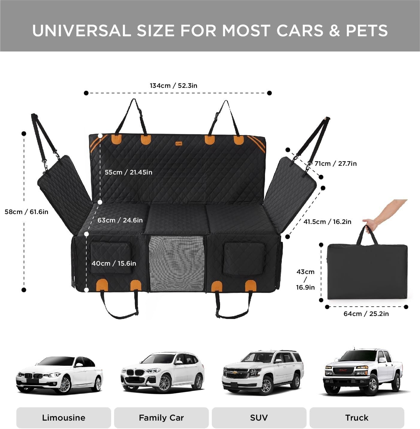 Waterproof Dog Car Seat Cover with Hard Bottom - Easy Install & Clean - Feeling My Adventure