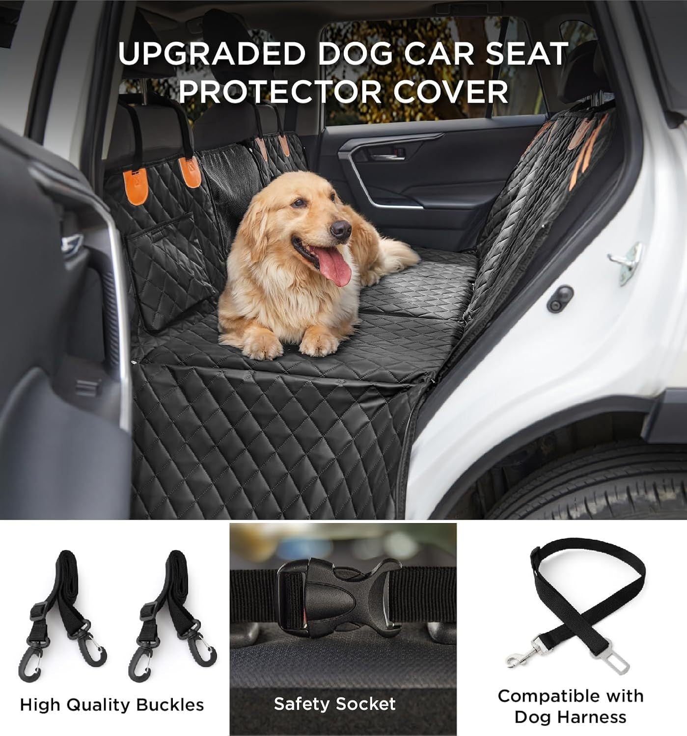 Waterproof Dog Car Seat Cover with Hard Bottom - Easy Install & Clean - Feeling My Adventure