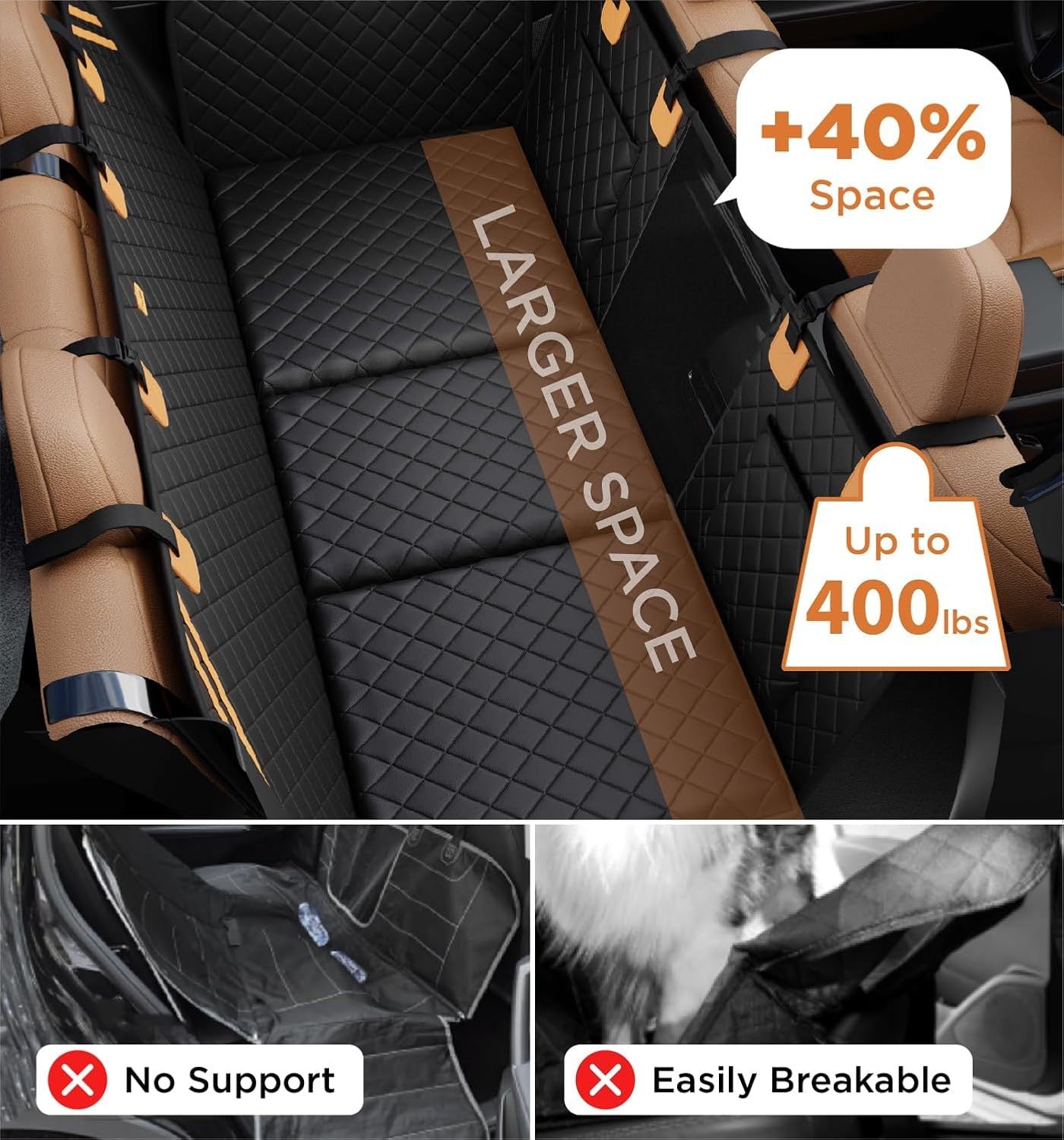 Waterproof Dog Car Seat Cover with Hard Bottom - Easy Install & Clean - Feeling My Adventure