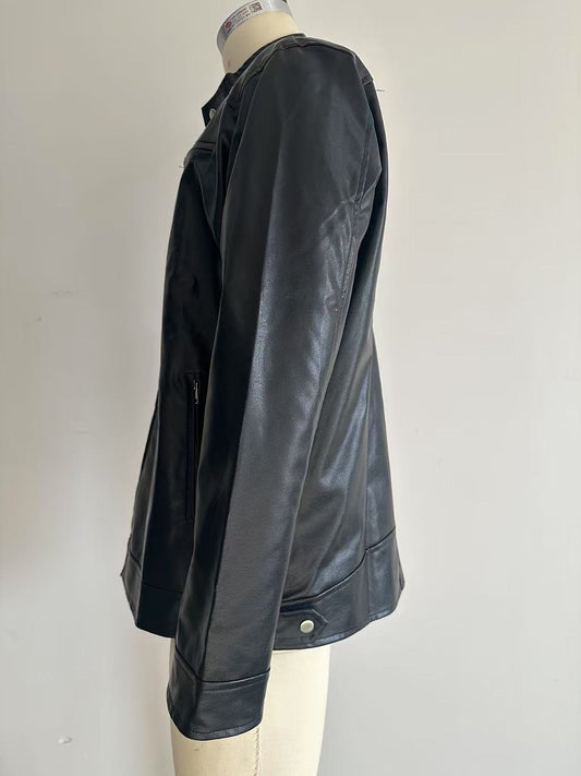 Men's Stand - up Collar Leather Jacket Business Casual Jacket - Feeling My Adventure