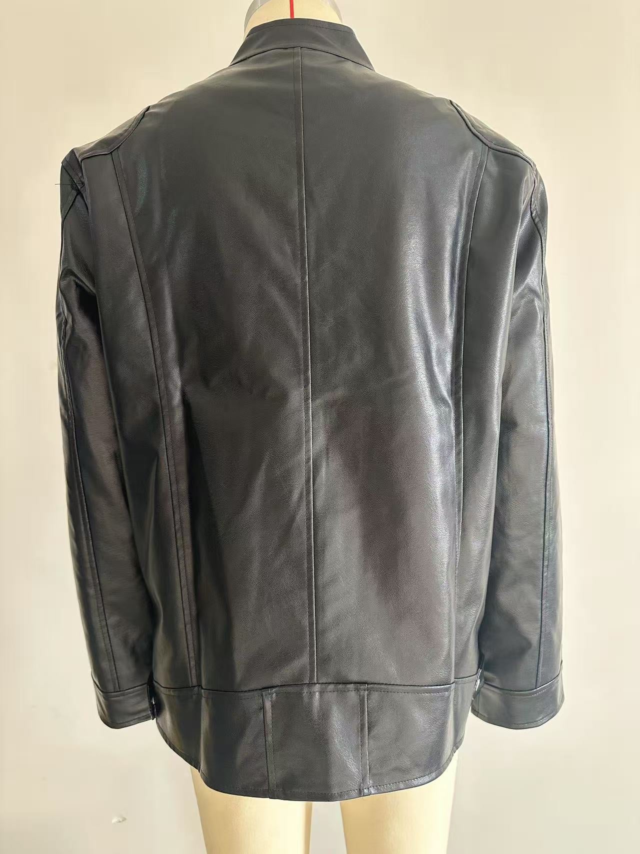 Men's Stand - up Collar Leather Jacket Business Casual Jacket - Feeling My Adventure