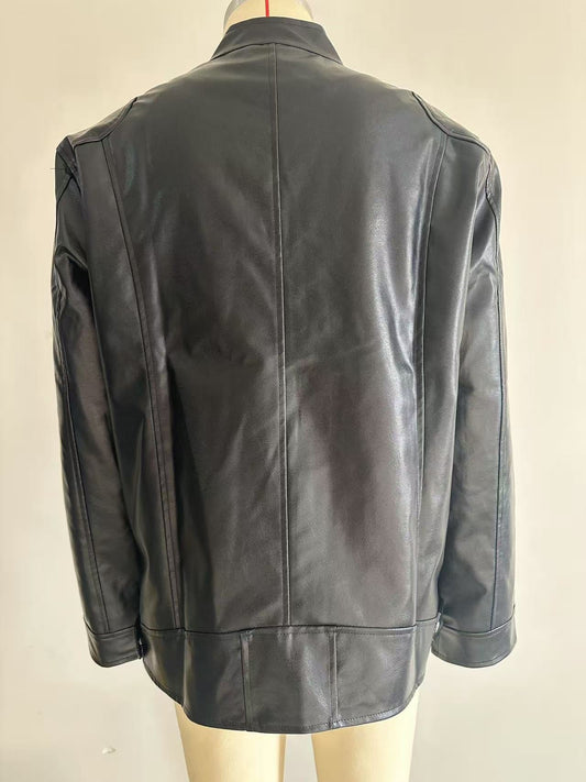 Men's Stand - up Collar Leather Jacket Business Casual Jacket - Feeling My Adventure