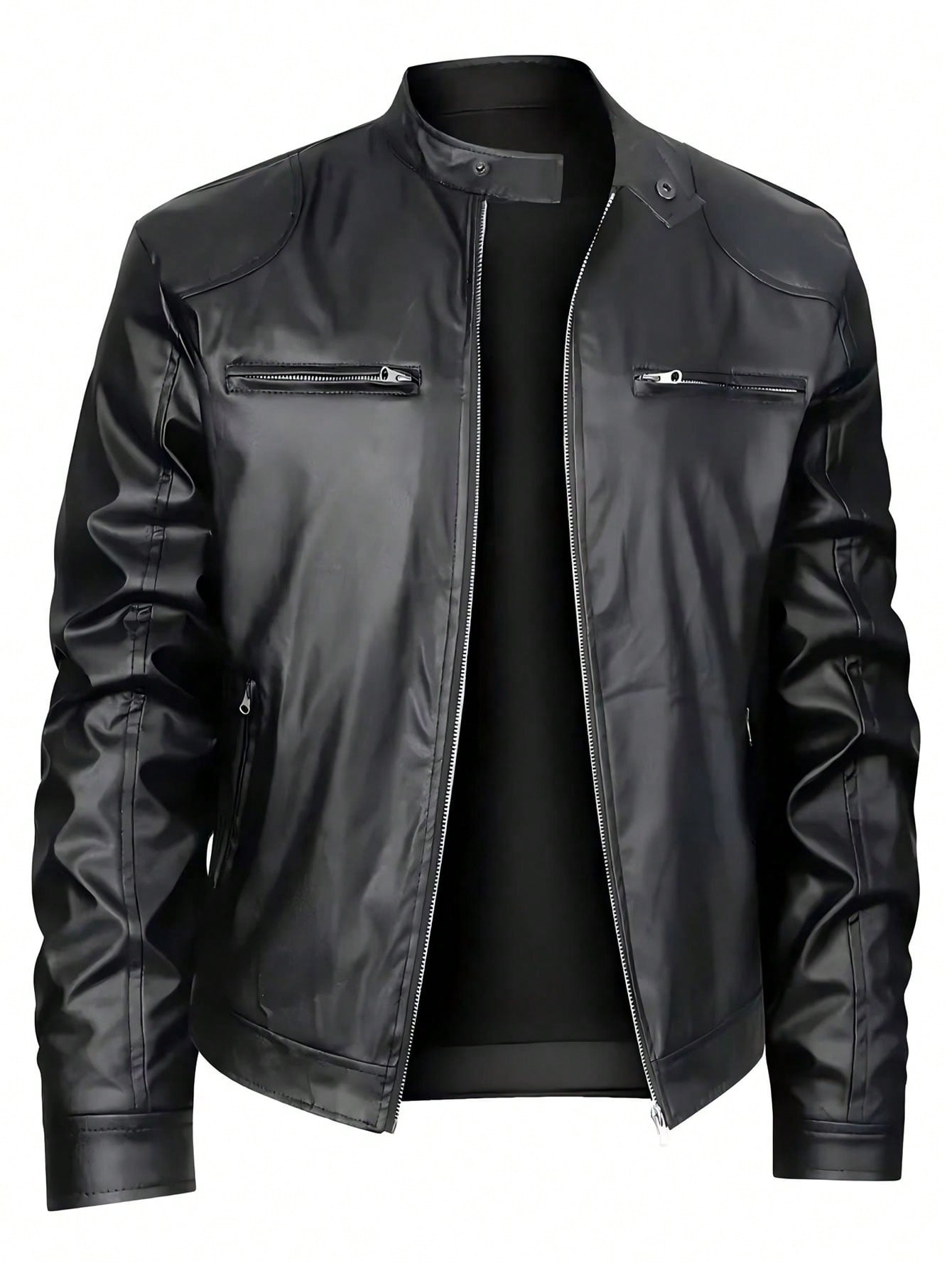Men's Stand - up Collar Leather Jacket Business Casual Jacket - Feeling My Adventure