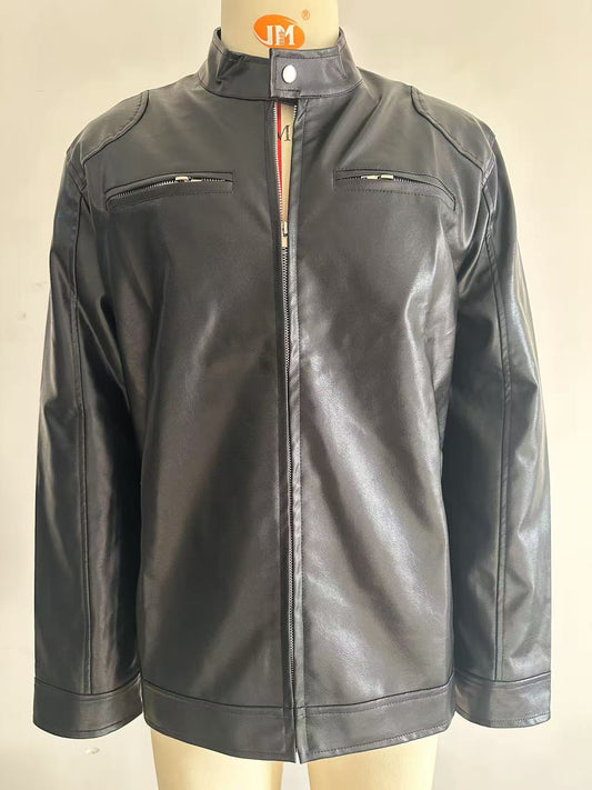 Men's Stand - up Collar Leather Jacket Business Casual Jacket - Feeling My Adventure