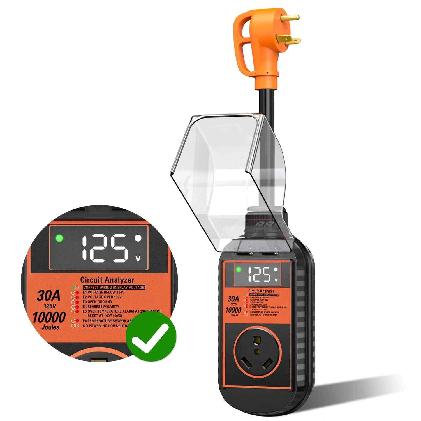 MILLIONHOME RV Surge Protector 30 Amp Waterproof 10000 J Upgraded LED Display RV Power Surge Protector- Feeling My Adventure