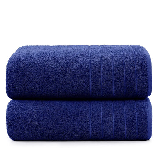 Navy Cotton Bath Towels Set - 2 Pack 30x60 Inch Absorbent Quick Dry Hotel Towels - Feeling My Adventure