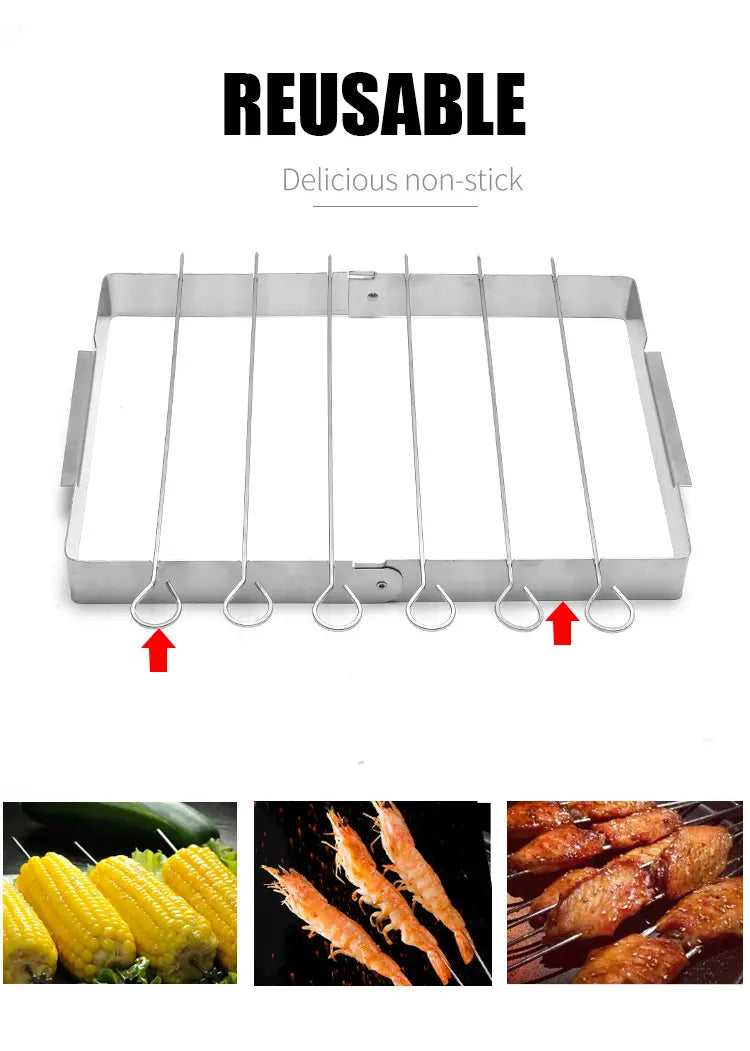 Portable Stainless Steel BBQ Grill with Skewers Rack Feeling My Adventure