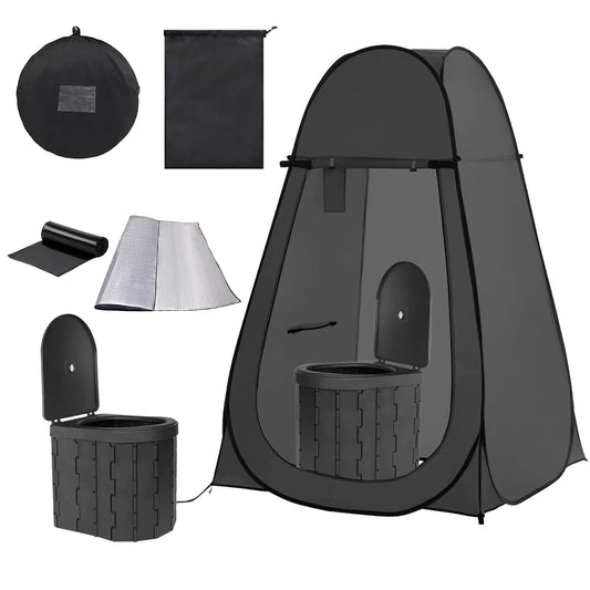 Outdoor Privacy Toilet Tent Kit - Portable & Foldable (Black) - Feeling My Adventure