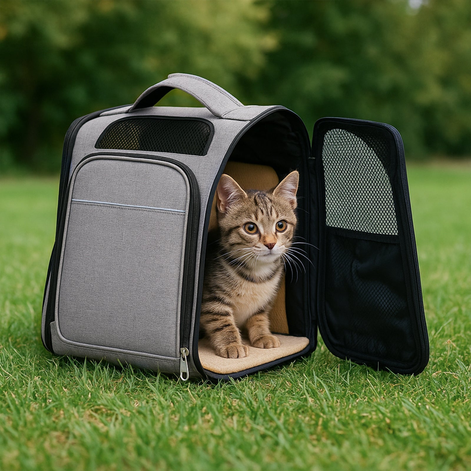 Expandable Pet Carrier Backpack for Cats & Dogs - Breathable Mesh Travel Bag - Feeling My Adventure