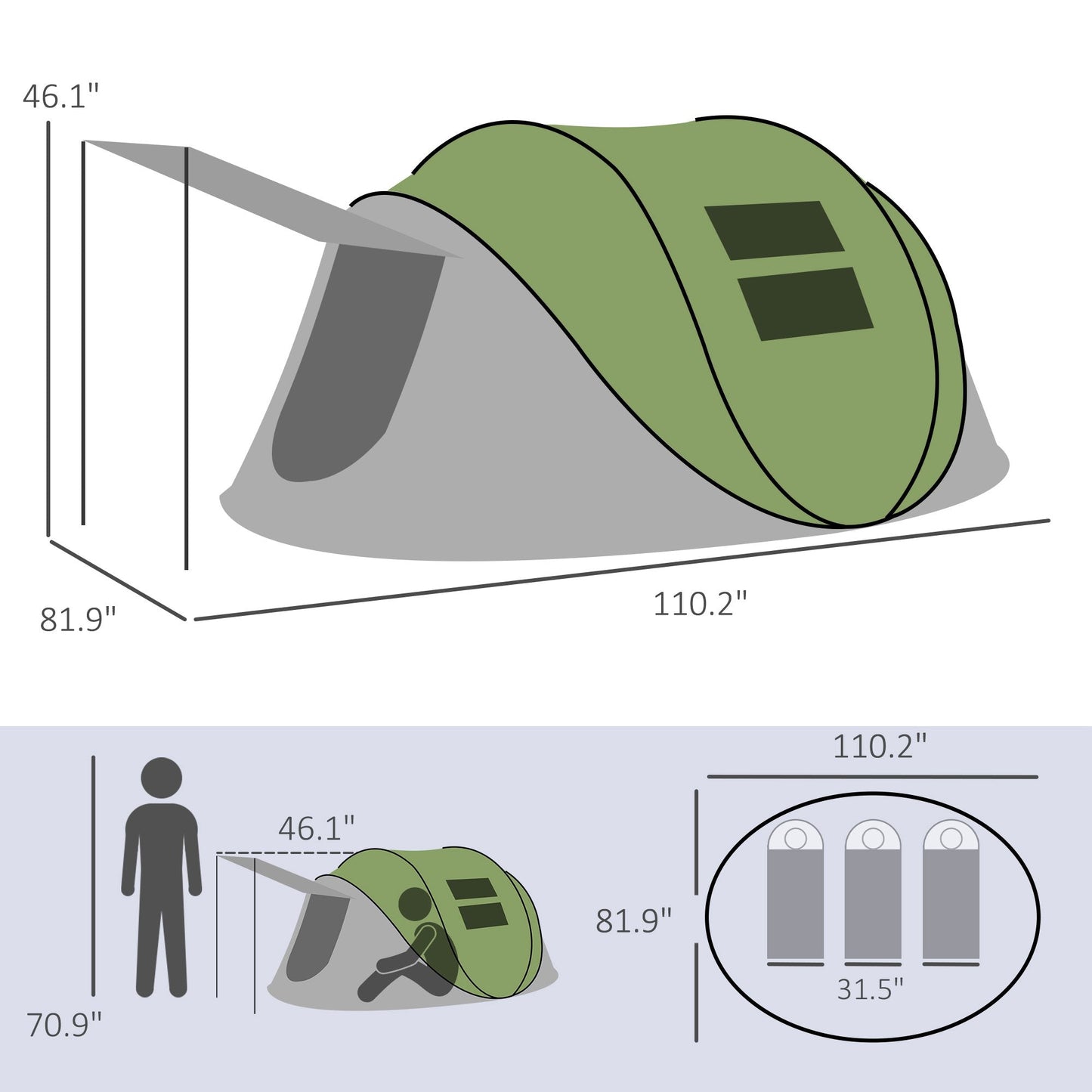 Pop Up Tent with Porch and Carry Bag - Feeling My Adventure