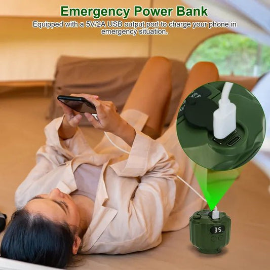 Portable Camping Ceiling LED Fan 10400mAh USB Battery Powered Hanging Tent Lantern Fan Power Bank With 3 Fan Speed/Brightness