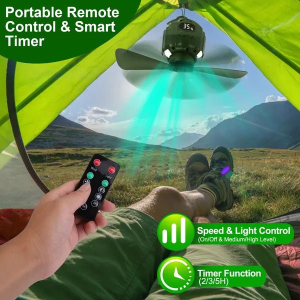 Portable Camping Ceiling LED Fan 10400mAh USB Battery Powered Hanging Tent Lantern Fan Power Bank With 3 Fan Speed/Brightness