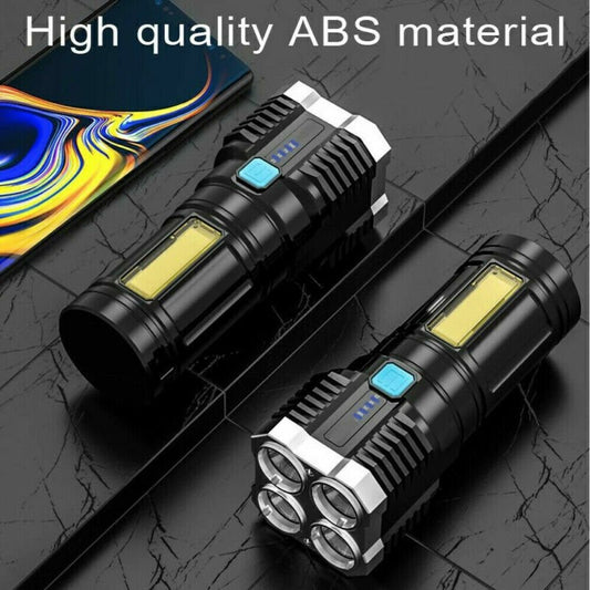 POWERFUL Tactical Quad - Core Super Bright Torch LED Flashlight USB Rechargeable Camping - Feeling My Adventure