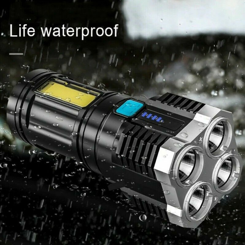 POWERFUL Tactical Quad - Core Super Bright Torch LED Flashlight USB Rechargeable Camping - Feeling My Adventure