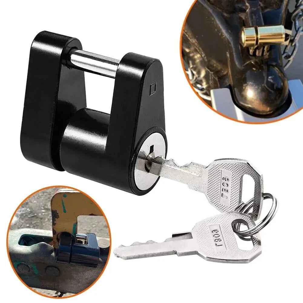 Trailer Hitch Coupler Lock Dia 1/4" Span 3/4" For Tow Boat RV Truck Car + 2 Keys Feeling My Adventure