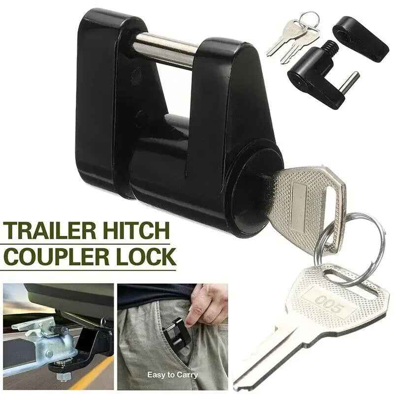 Trailer Hitch Coupler Lock Dia 1/4" Span 3/4" For Tow Boat RV Truck Car + 2 Keys Feeling My Adventure
