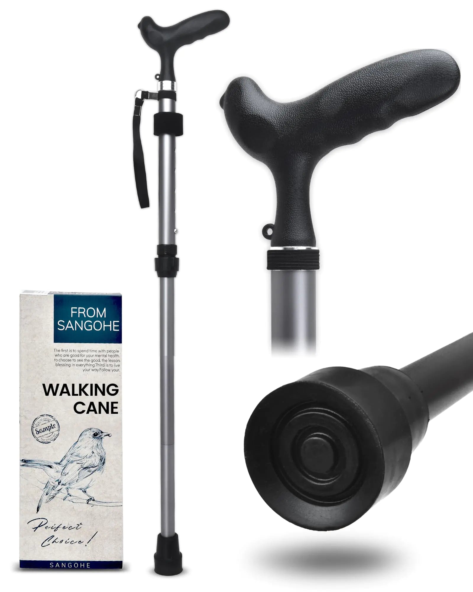 Sangohe Adjustable Walking Cane with Travel Bag for Seniors & Adults - Feeling My Adventure
