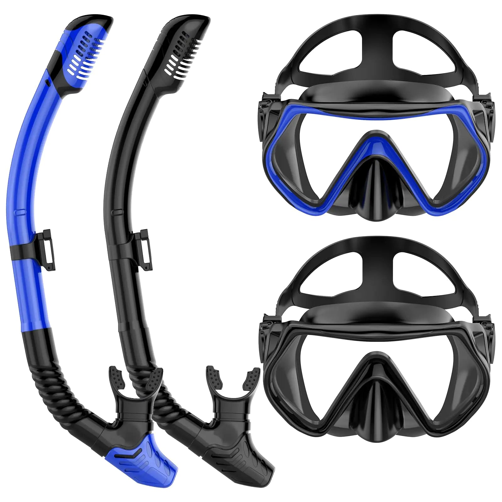 Adults Snorkel Set: Dry-Top Mask & Anti-Leak Tempered Glass Lens - Scuba Diving Gear - Feeling My Adventure