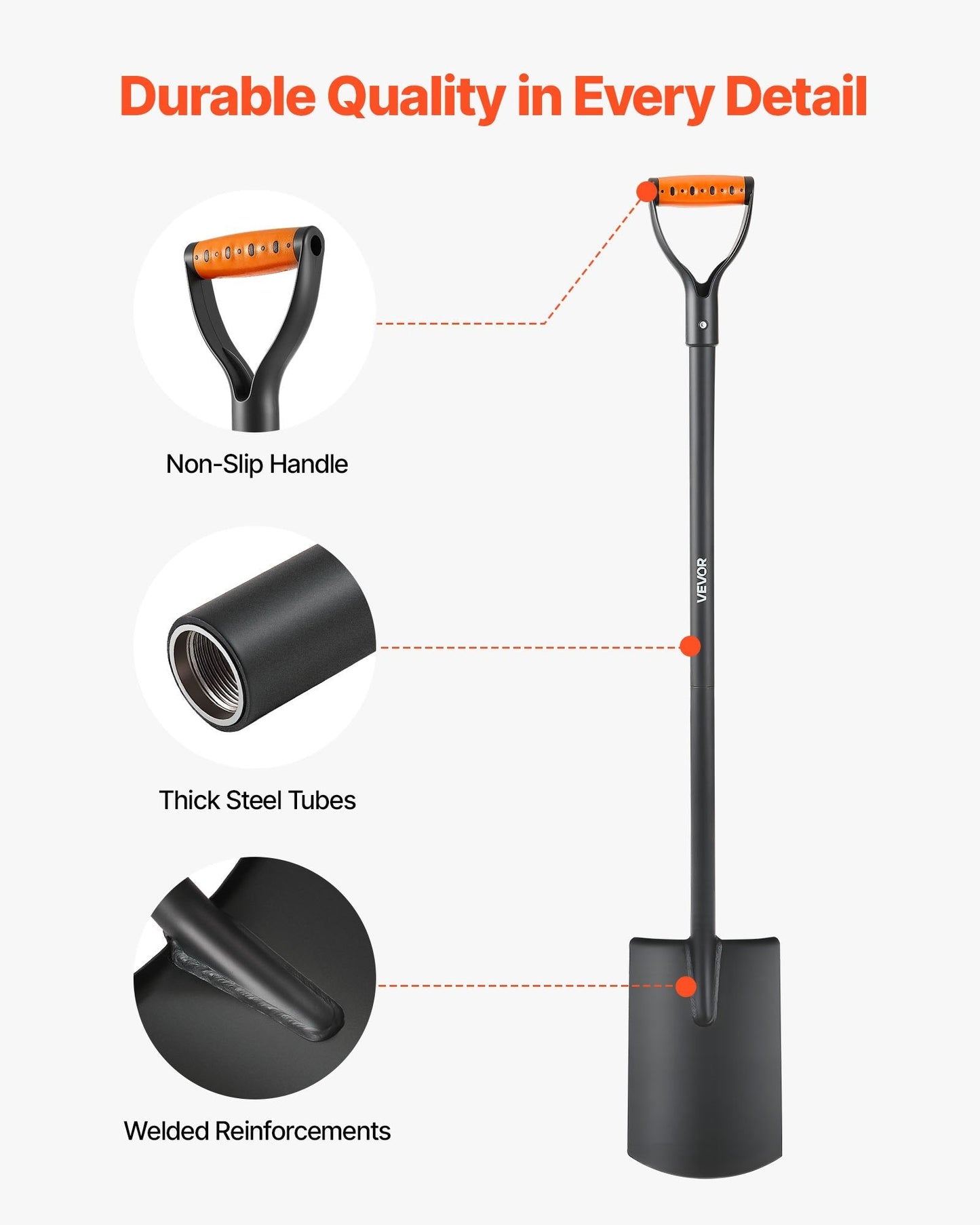 Square Shovel Flat Shovel 48 In With D - Handle For Gardening & Digging - Feeling My Adventure