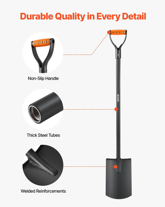 Square Shovel Flat Shovel 48 In With D - Handle For Gardening & Digging - Feeling My Adventure