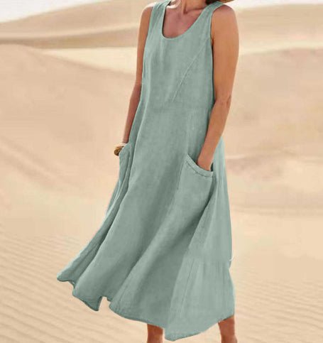 Summer Sleeveless Long Dress With Pockets Fashion Casual Loose Dresses Women's Clothing - Feeling My Adventure