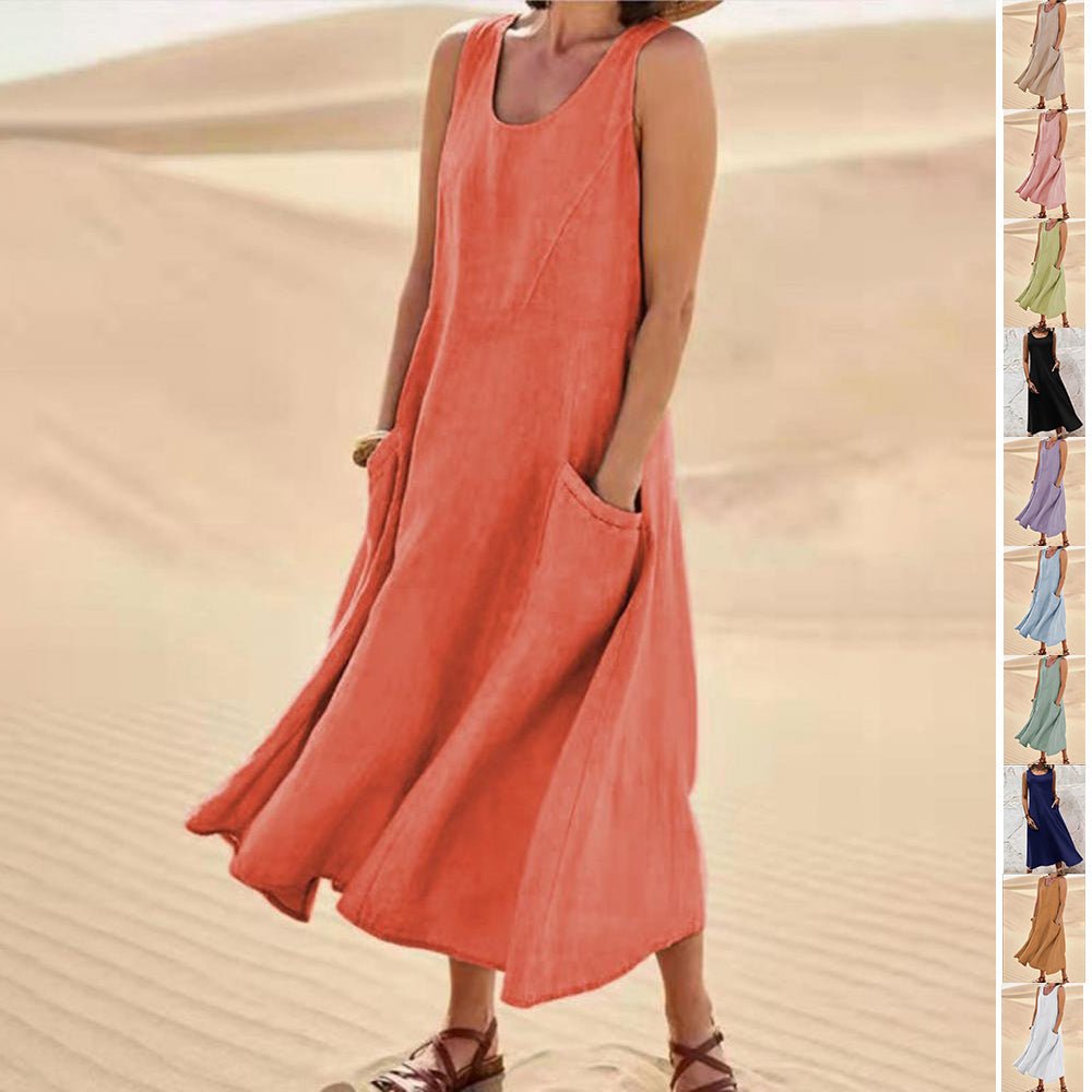 Summer Sleeveless Long Dress With Pockets Fashion Casual Loose Dresses Women's Clothing - Feeling My Adventure