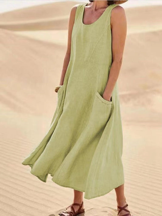Summer Sleeveless Long Dress With Pockets Fashion Casual Loose Dresses Women's Clothing - Feeling My Adventure