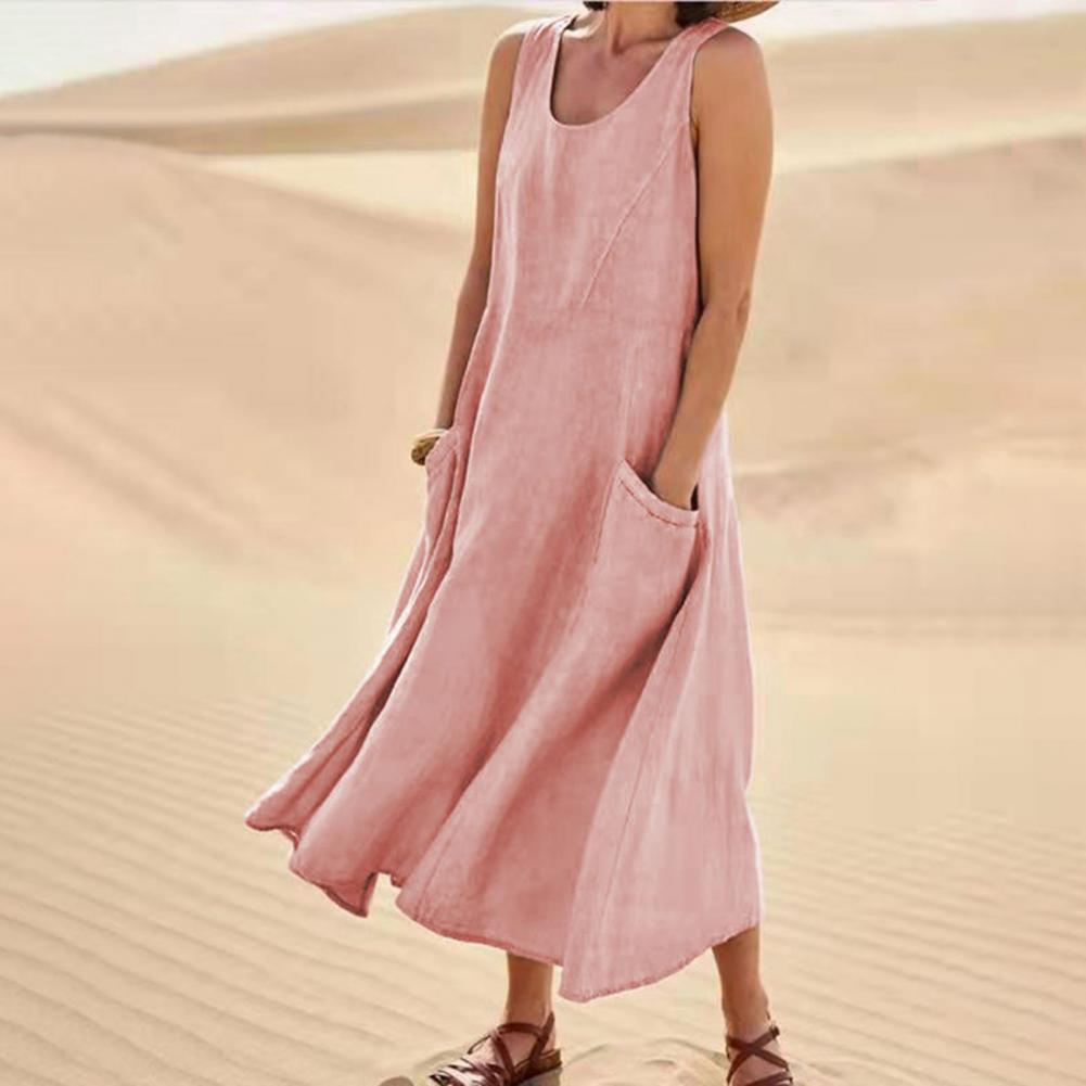 Summer Sleeveless Long Dress With Pockets Fashion Casual Loose Dresses Women's Clothing - Feeling My Adventure