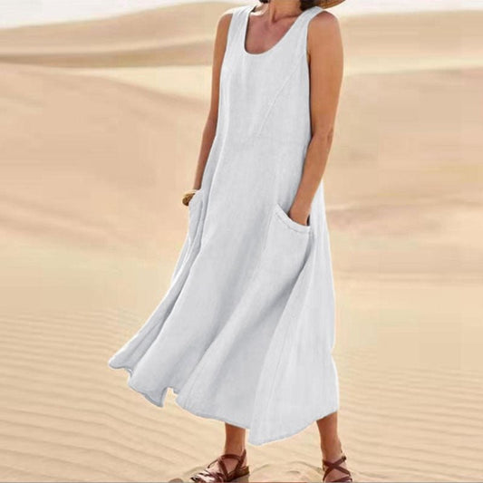 Summer Sleeveless Long Dress With Pockets Fashion Casual Loose Dresses Women's Clothing - Feeling My Adventure