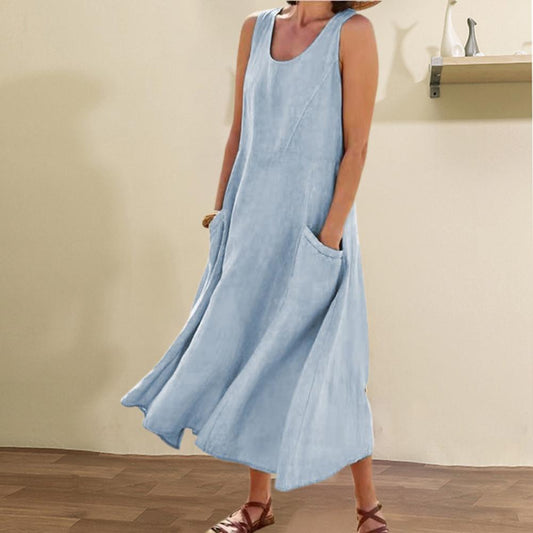 Summer Sleeveless Long Dress With Pockets Fashion Casual Loose Dresses Women's Clothing - Feeling My Adventure