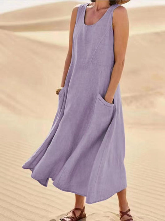 Summer Sleeveless Long Dress With Pockets Fashion Casual Loose Dresses Women's Clothing - Feeling My Adventure