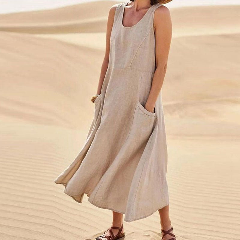 Summer Sleeveless Long Dress With Pockets Fashion Casual Loose Dresses Women's Clothing - Feeling My Adventure