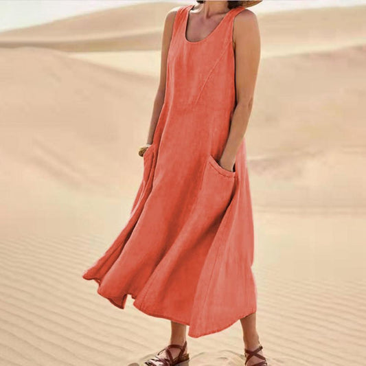 Summer Sleeveless Long Dress With Pockets Fashion Casual Loose Dresses Women's Clothing - Feeling My Adventure