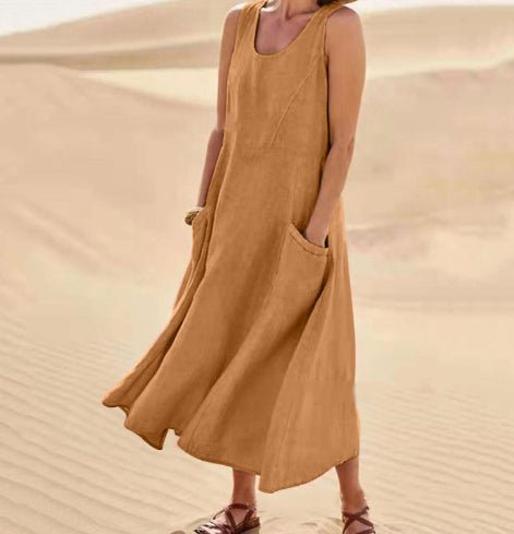 Summer Sleeveless Long Dress With Pockets Fashion Casual Loose Dresses Women's Clothing - Feeling My Adventure